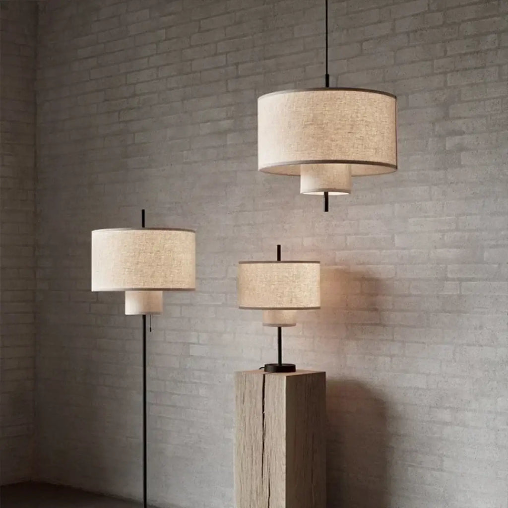 Suspension cylindrique en tissu au design épuré, trois tailles