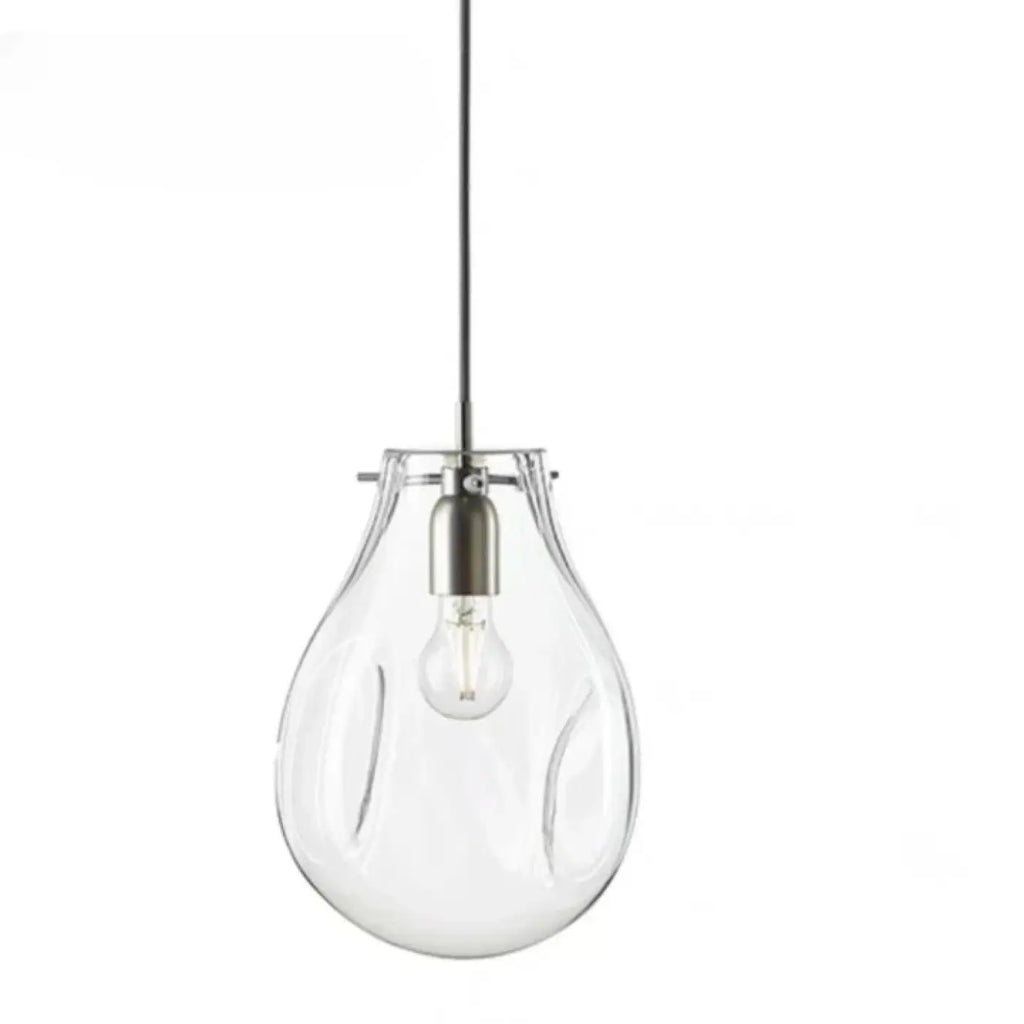 Suspension goutte en verre sculpté, cinq teintes, transparent