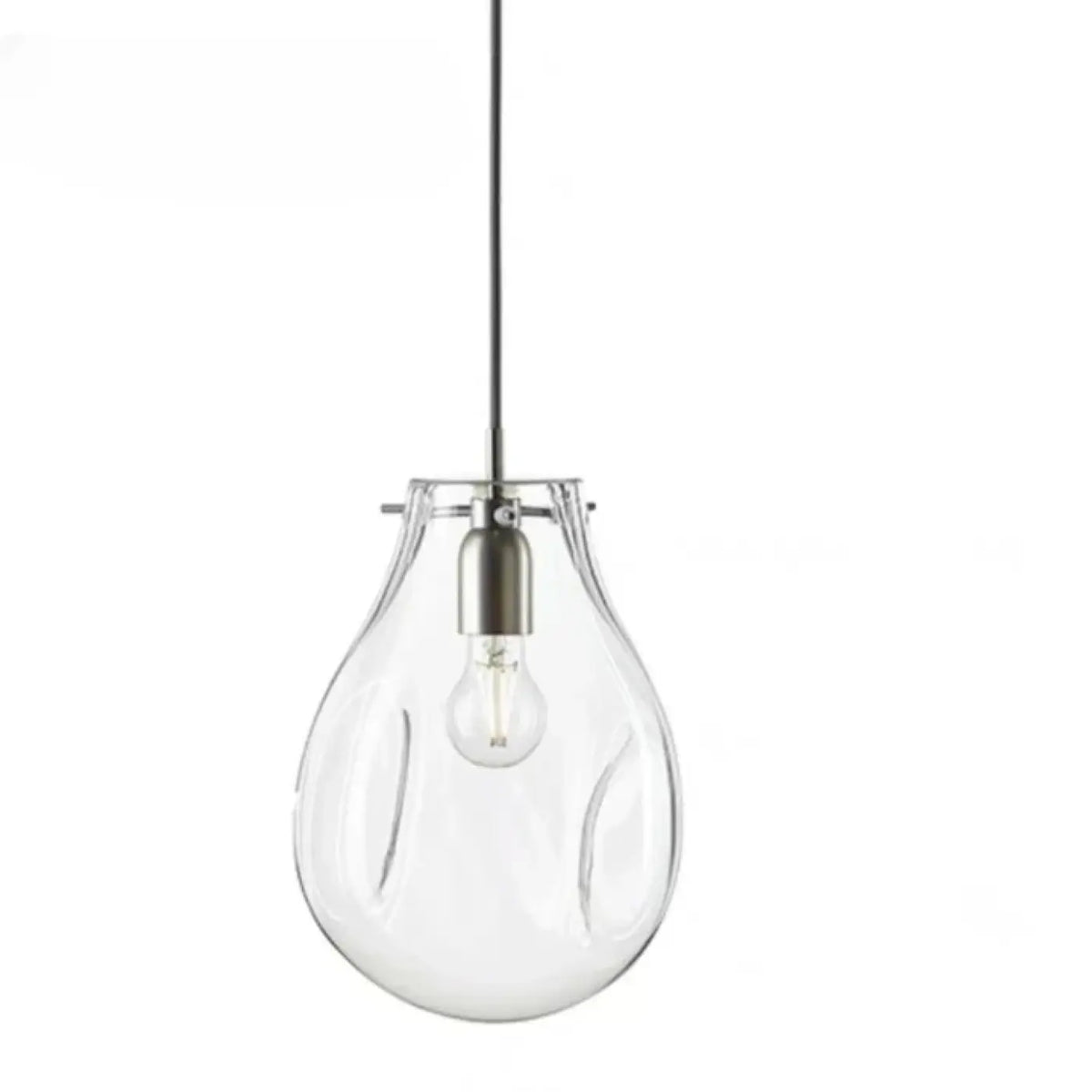 Suspension goutte en verre sculpté, cinq teintes, transparent