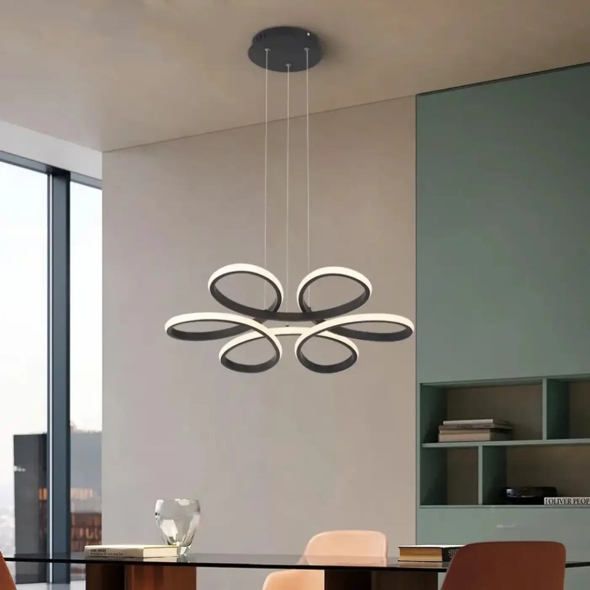 Suspension nœud en forme de fleur, noire ou blanche, S ou M, noir