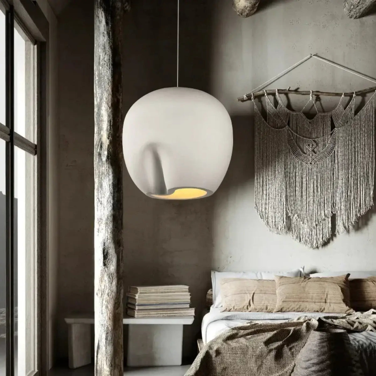 Suspension aux courbes organiques, gris ou blanc, tailles S et M