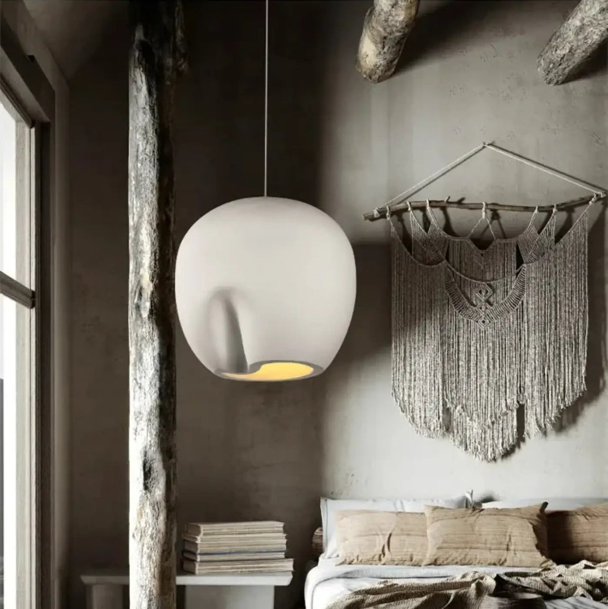 Suspension aux courbes organiques, gris ou blanc, tailles S et M