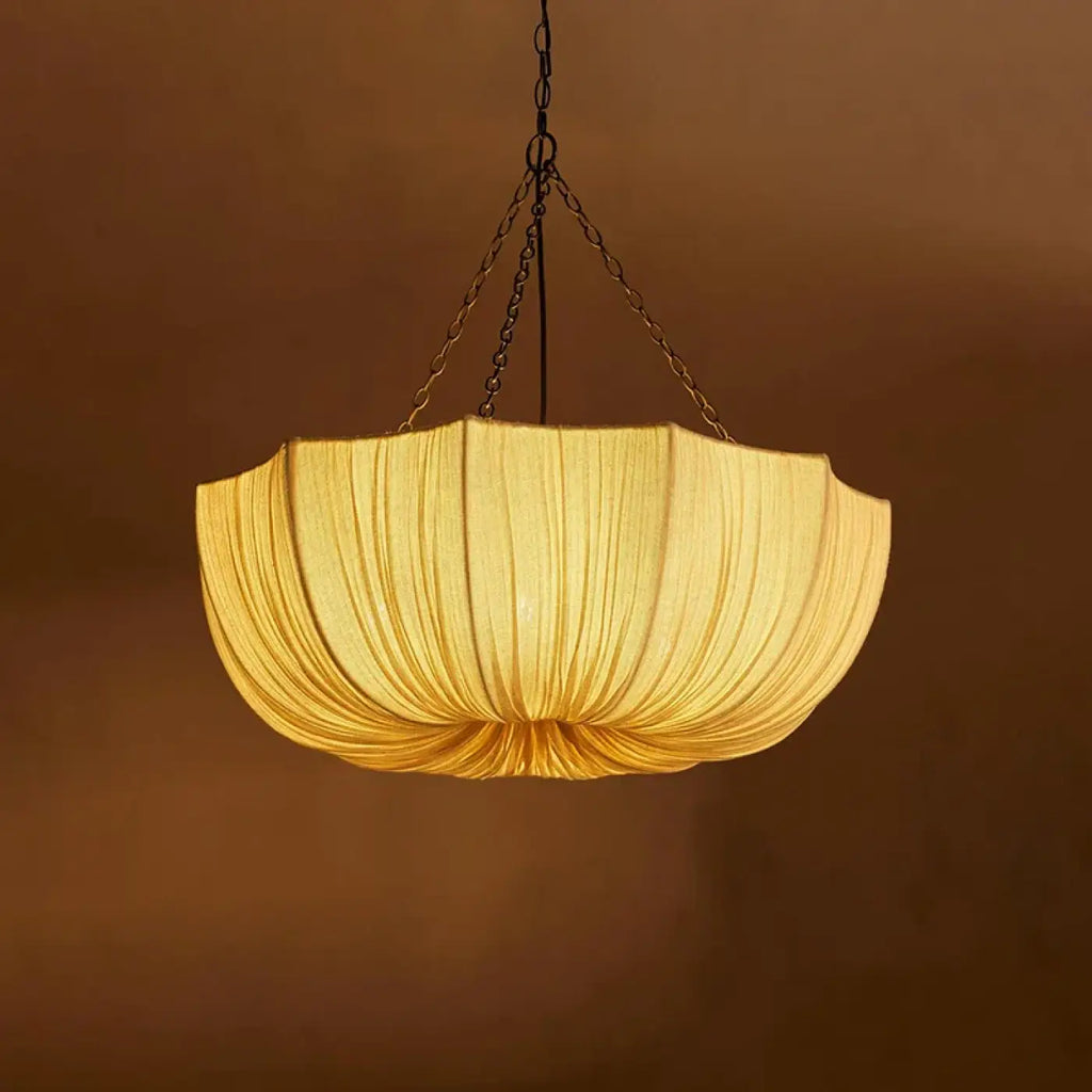 Suspension en forme de parapluie, tissu blanc texturé