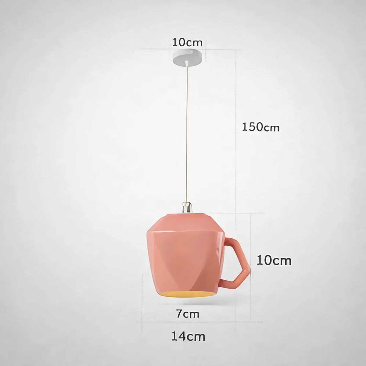 Suspension tasse rétro, cinq coloris du blanc au rose, rose