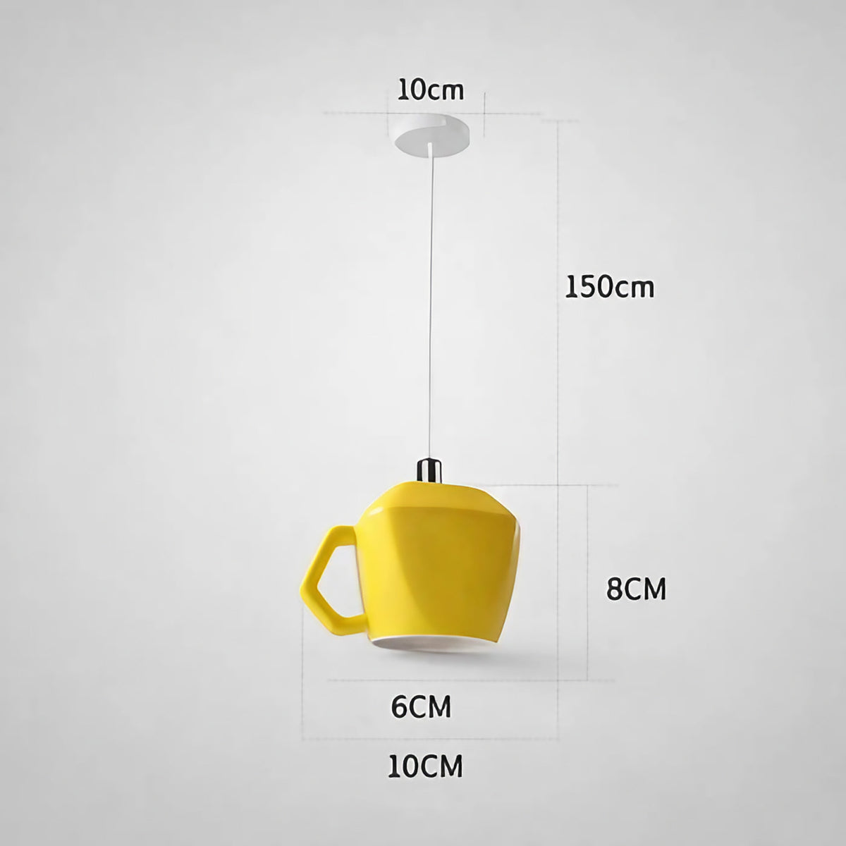Suspension tasse rétro, cinq coloris du blanc au rose, jaune