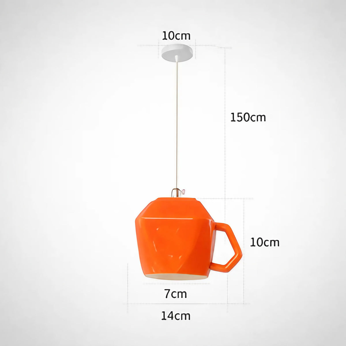 Suspension tasse rétro, cinq coloris du blanc au rose, orange