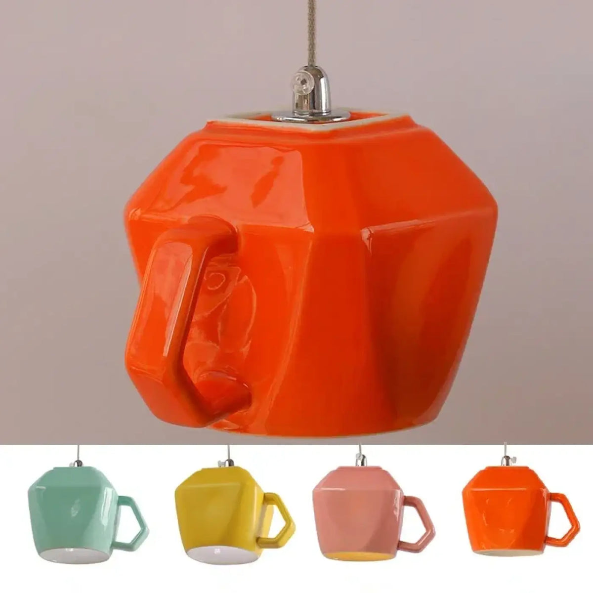Suspension tasse rétro, cinq coloris du blanc au rose