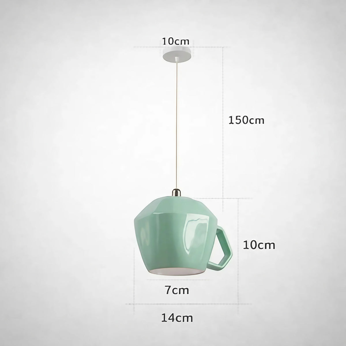 Suspension tasse rétro, cinq coloris du blanc au rose, vert