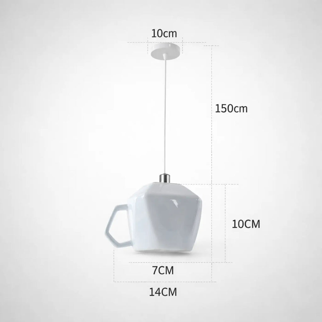 Suspension tasse rétro, cinq coloris du blanc au rose, blanc