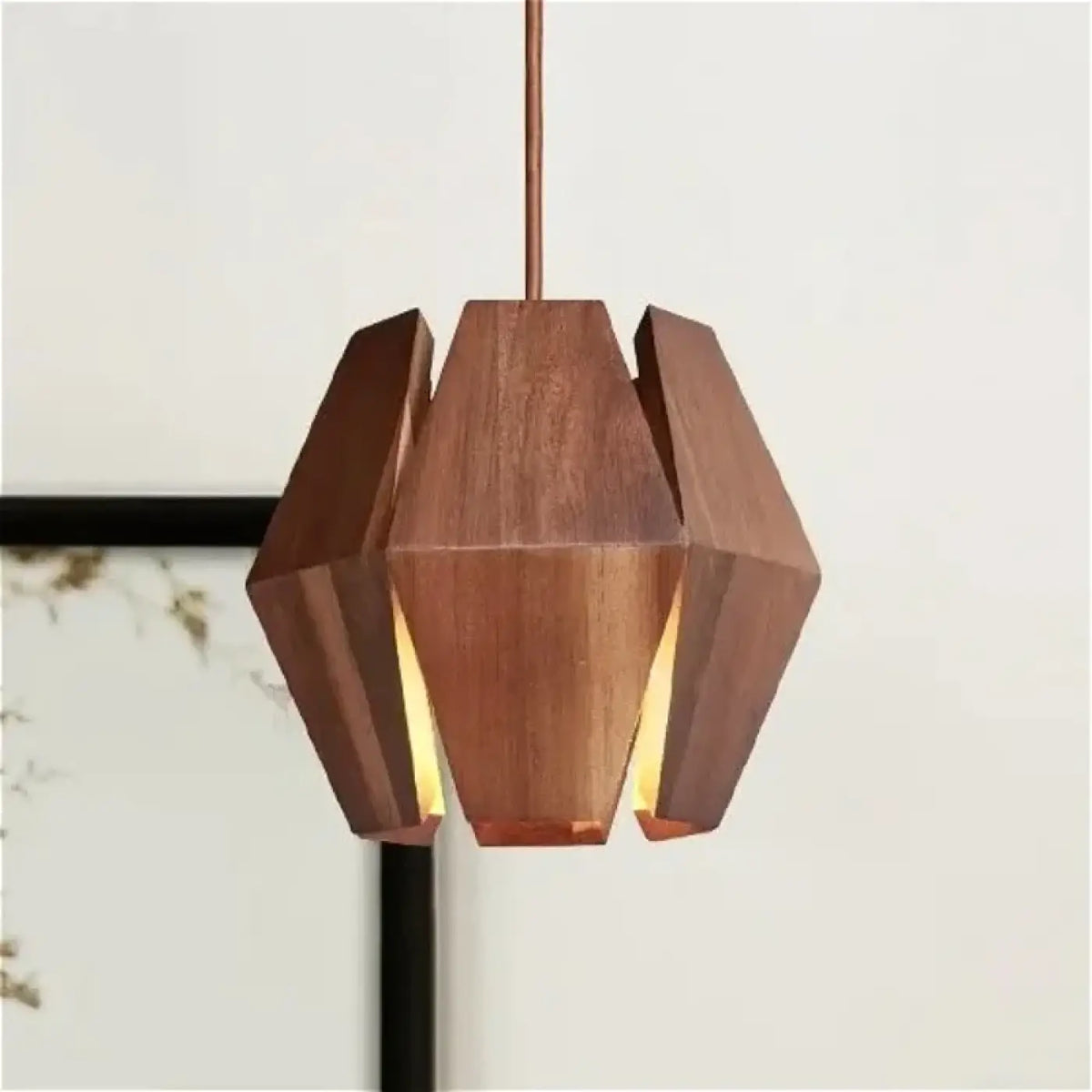 Suspension géométrique en bois naturel, tailles S ou M