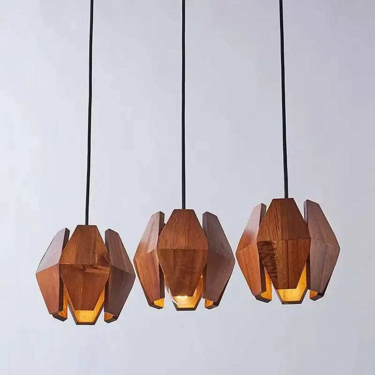 Suspension géométrique en bois naturel, tailles S ou M