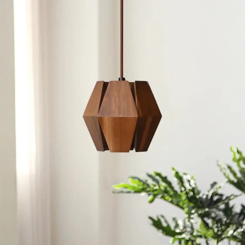 Suspension géométrique en bois naturel, tailles S ou M