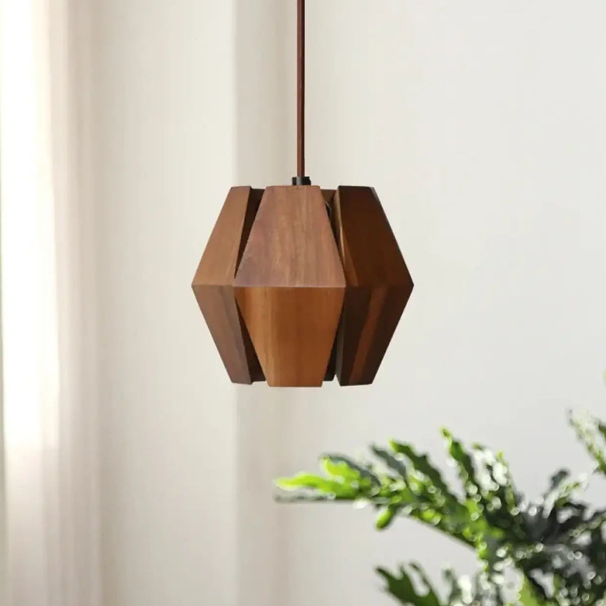 Suspension géométrique en bois naturel, tailles S ou M