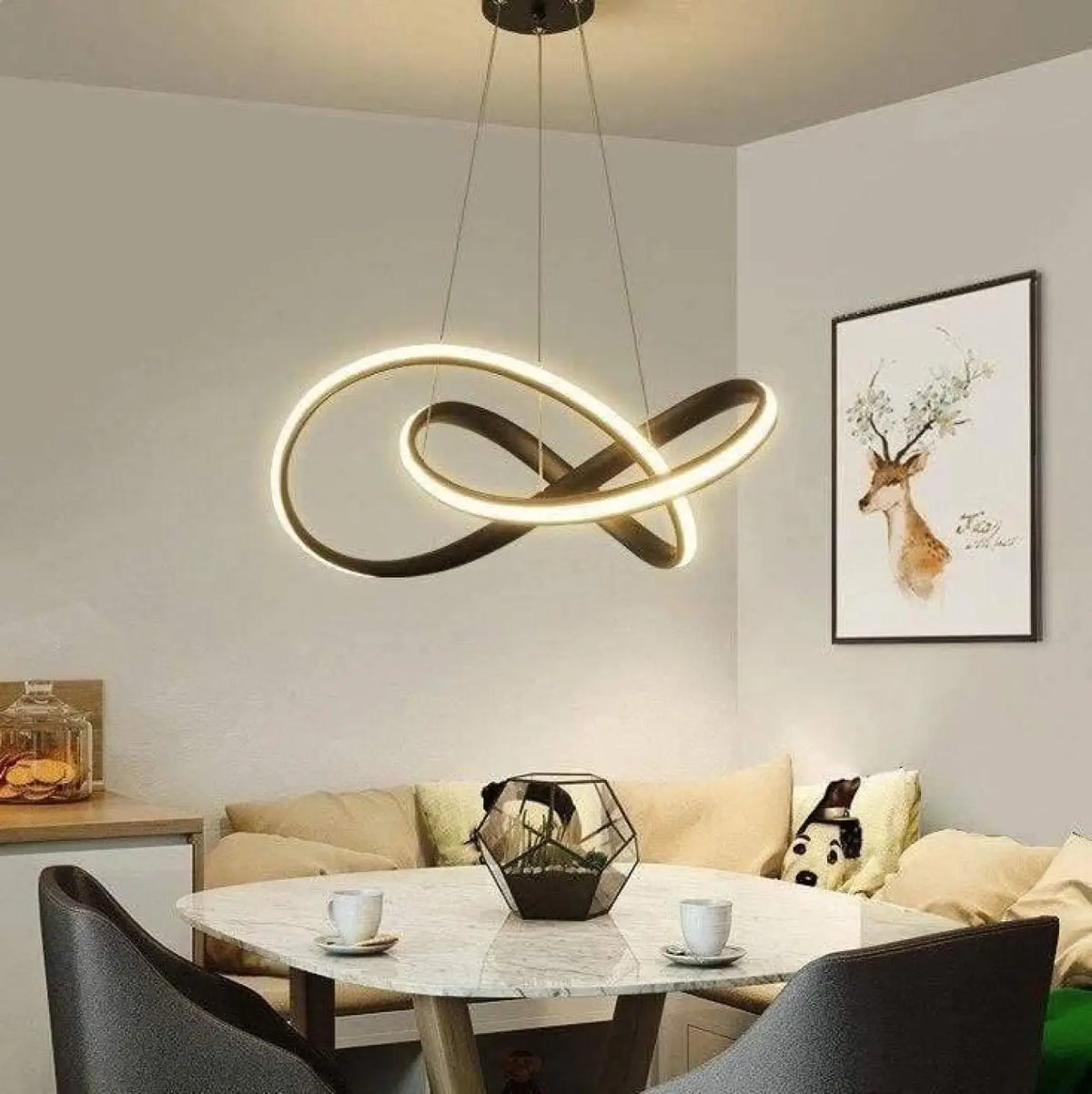 Luminaire suspendu noir ou doré pour plafond haut, noir
