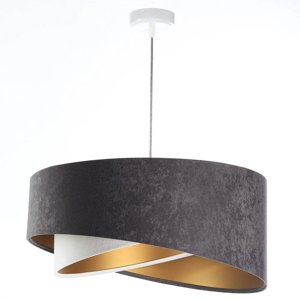 Suspension velours graphite arrondie, intérieur doré, S ou M