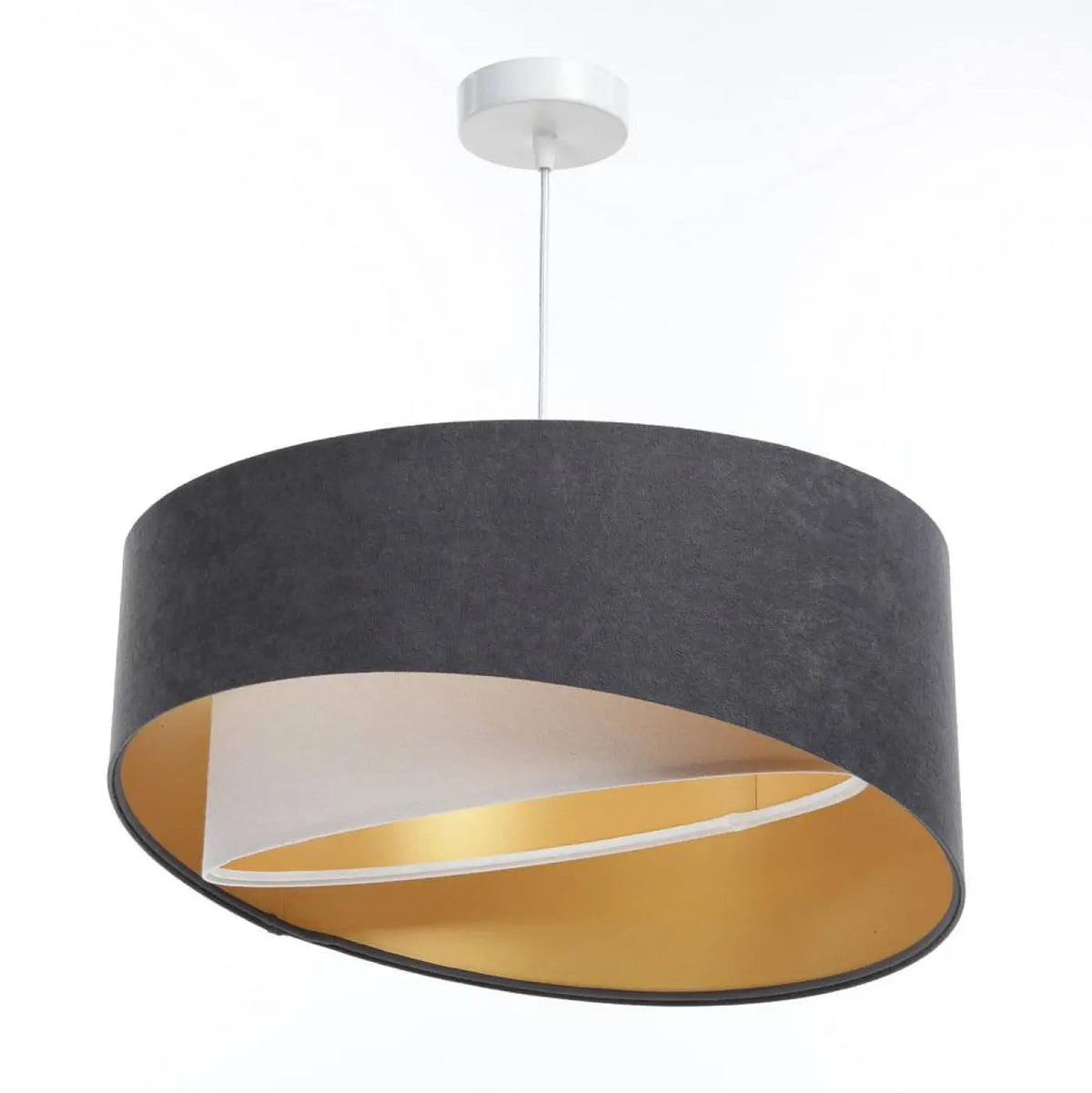 Suspension velours graphite arrondie, intérieur doré, S ou M