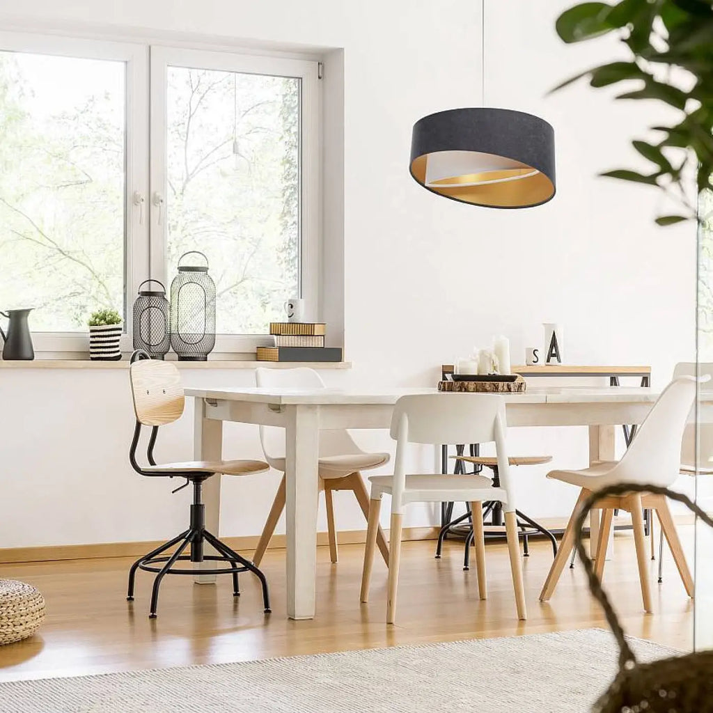Suspension velours graphite arrondie, intérieur doré, S ou M