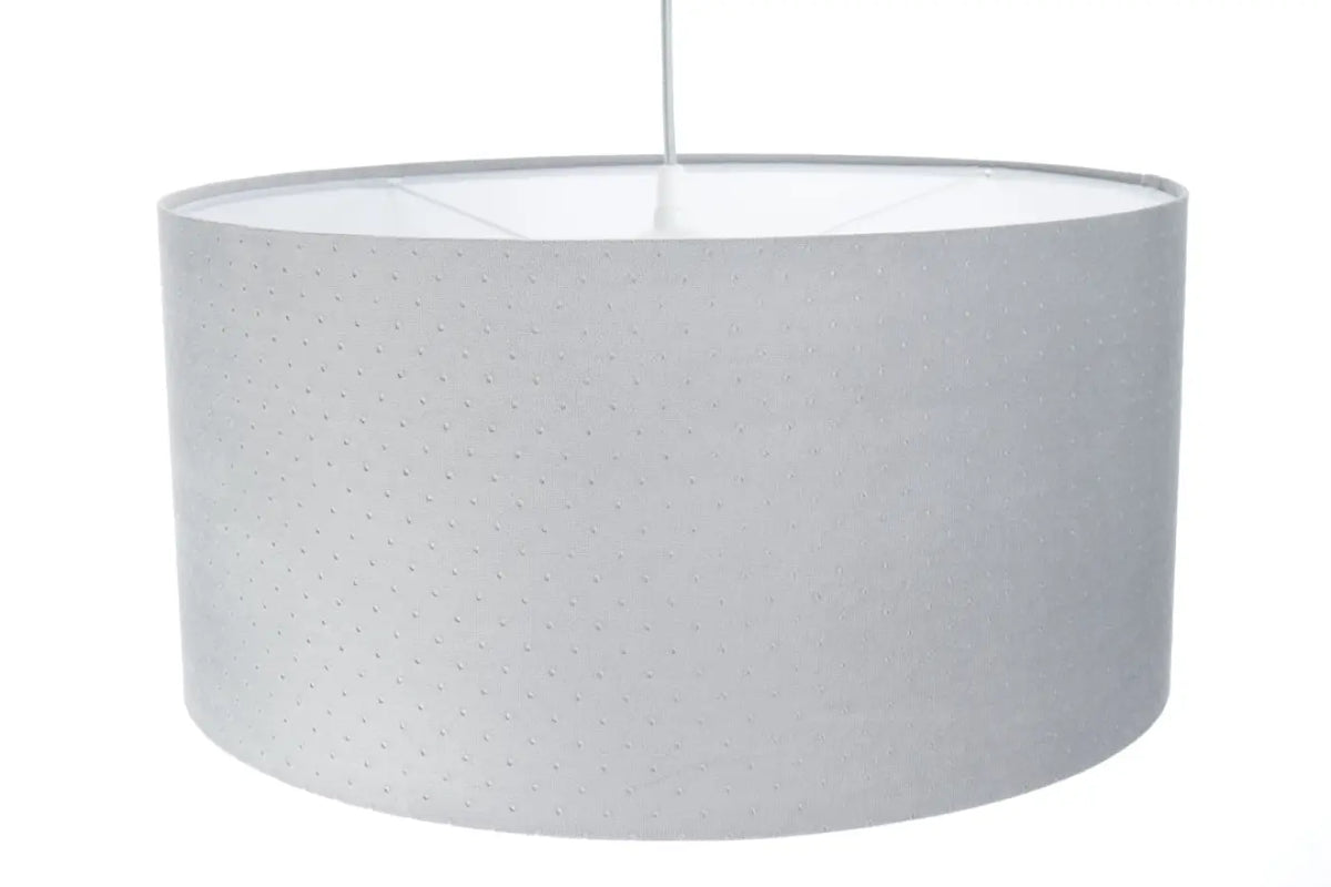 Suspension cylindrique en tissu gris clair, intérieur blanc