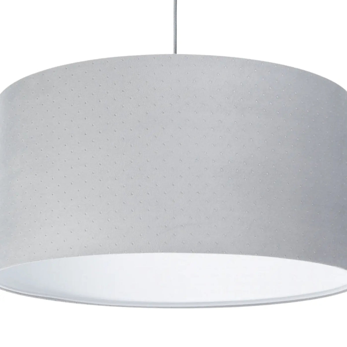 Suspension cylindrique en tissu gris clair, intérieur blanc