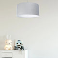 Suspension cylindrique en tissu gris clair, intérieur blanc