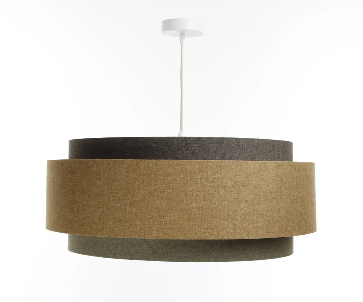 Suspension gris vert et caramel, touches d'écru et de graphite