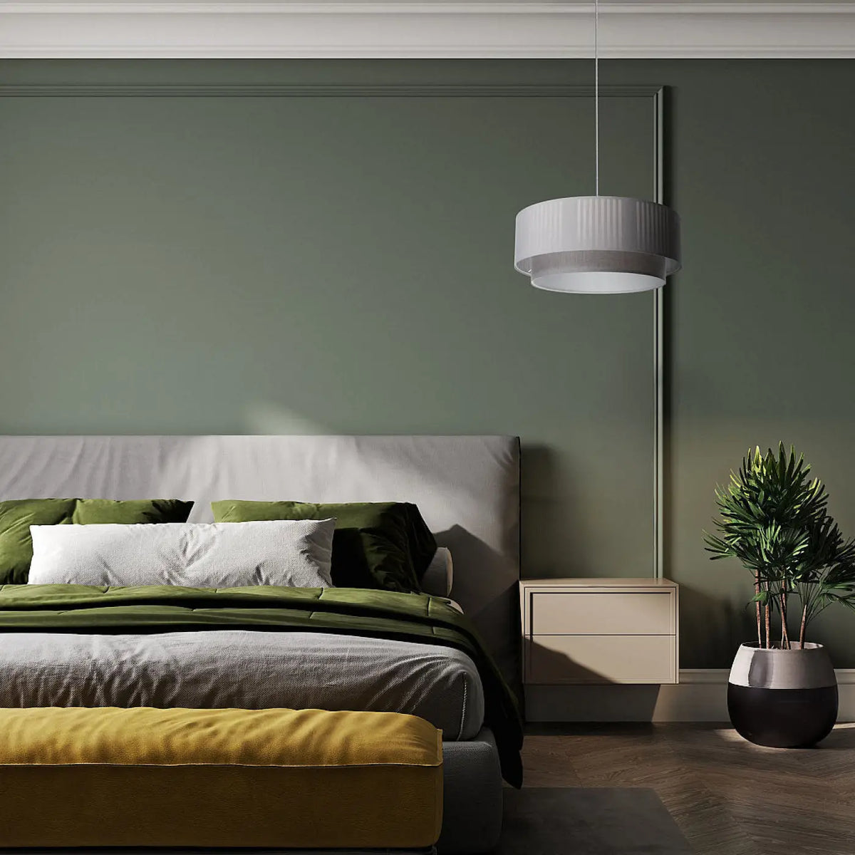 Suspension grise au design sobre, trois tailles S, M et L