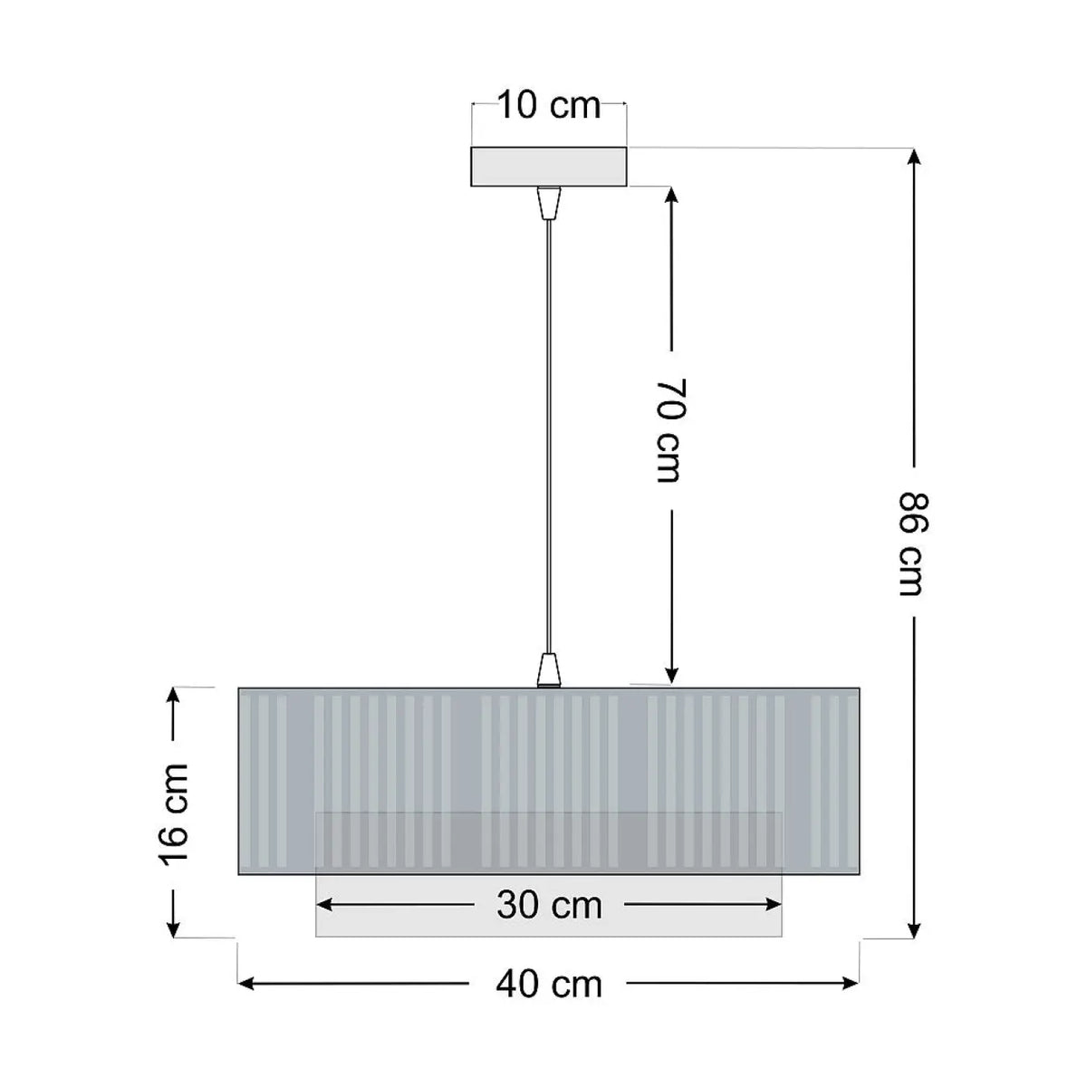 Suspension grise au design sobre, trois tailles S, M et L