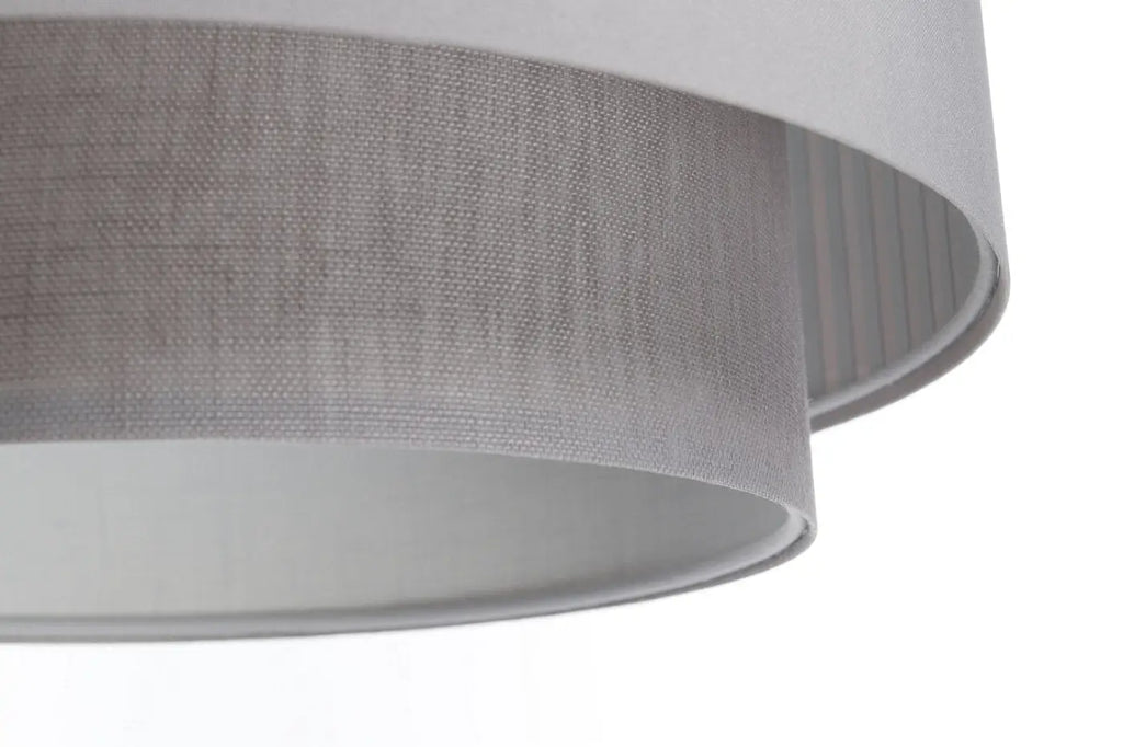 Suspension cylindre en tissu gris à abat-jour double, S, M ou L