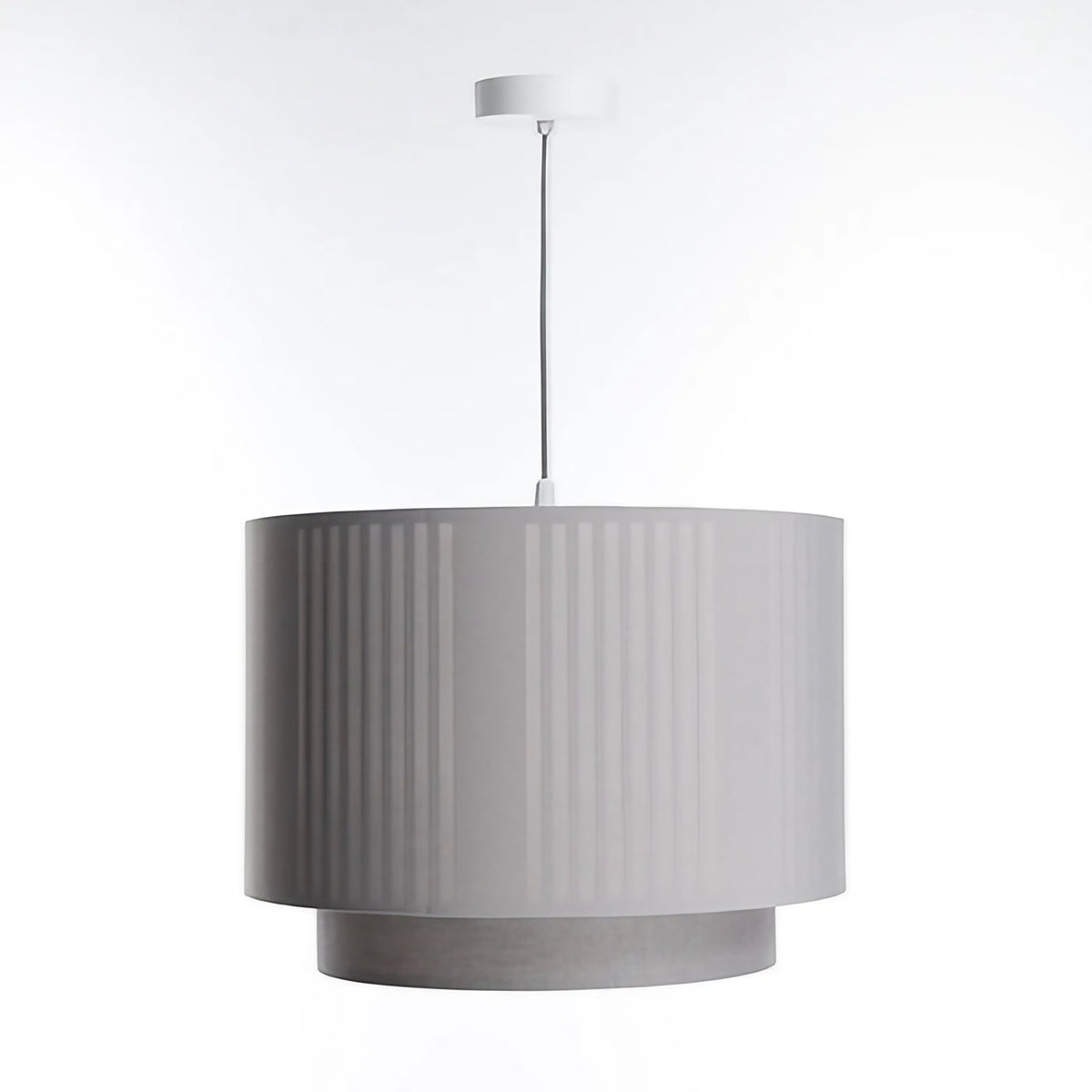 Suspension cylindre en tissu gris à abat-jour double, S, M ou L