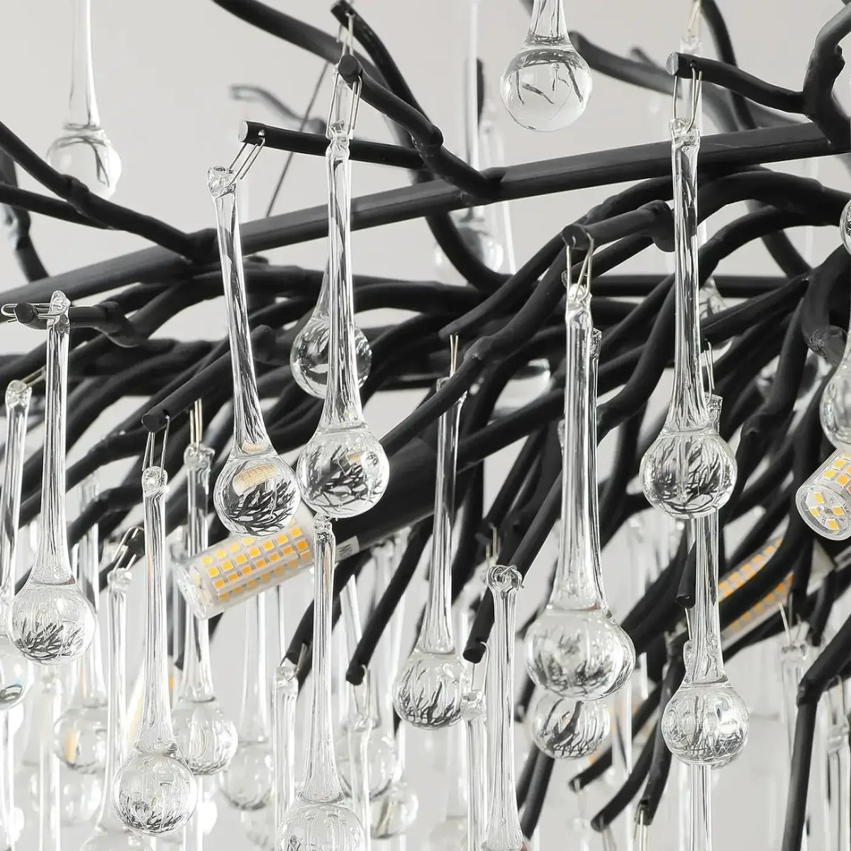 Lustre à branches noires, style moderne, blanc chaud ou froid