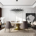 Lustre à branches noires, style moderne, blanc chaud ou froid