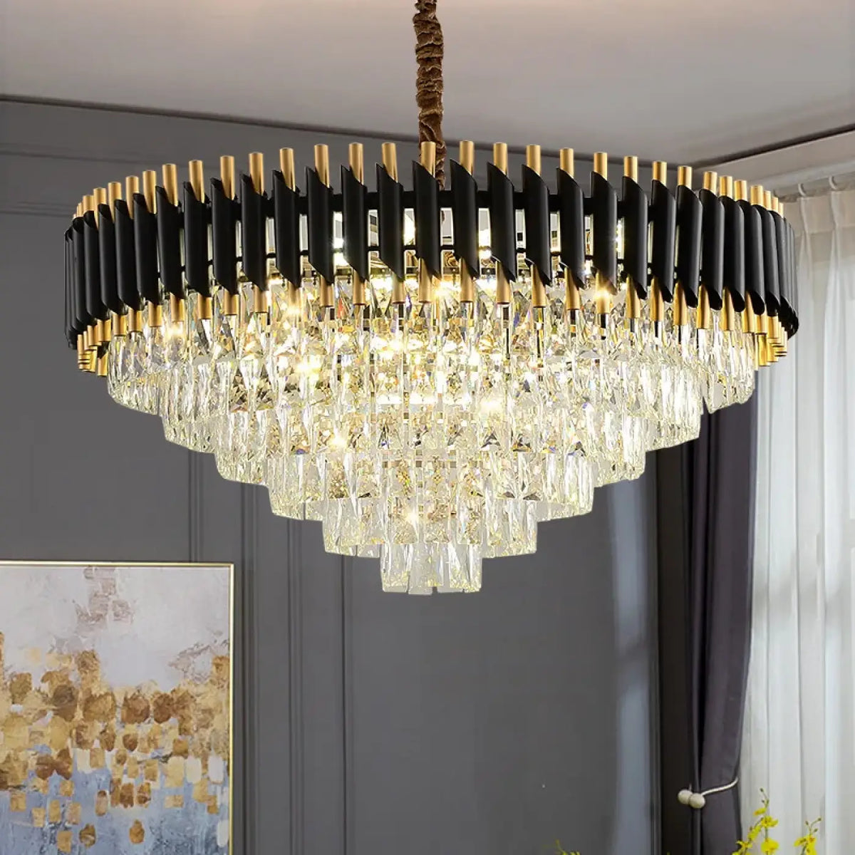 Lustre chandelier d'inspiration orientale, doré ou noir