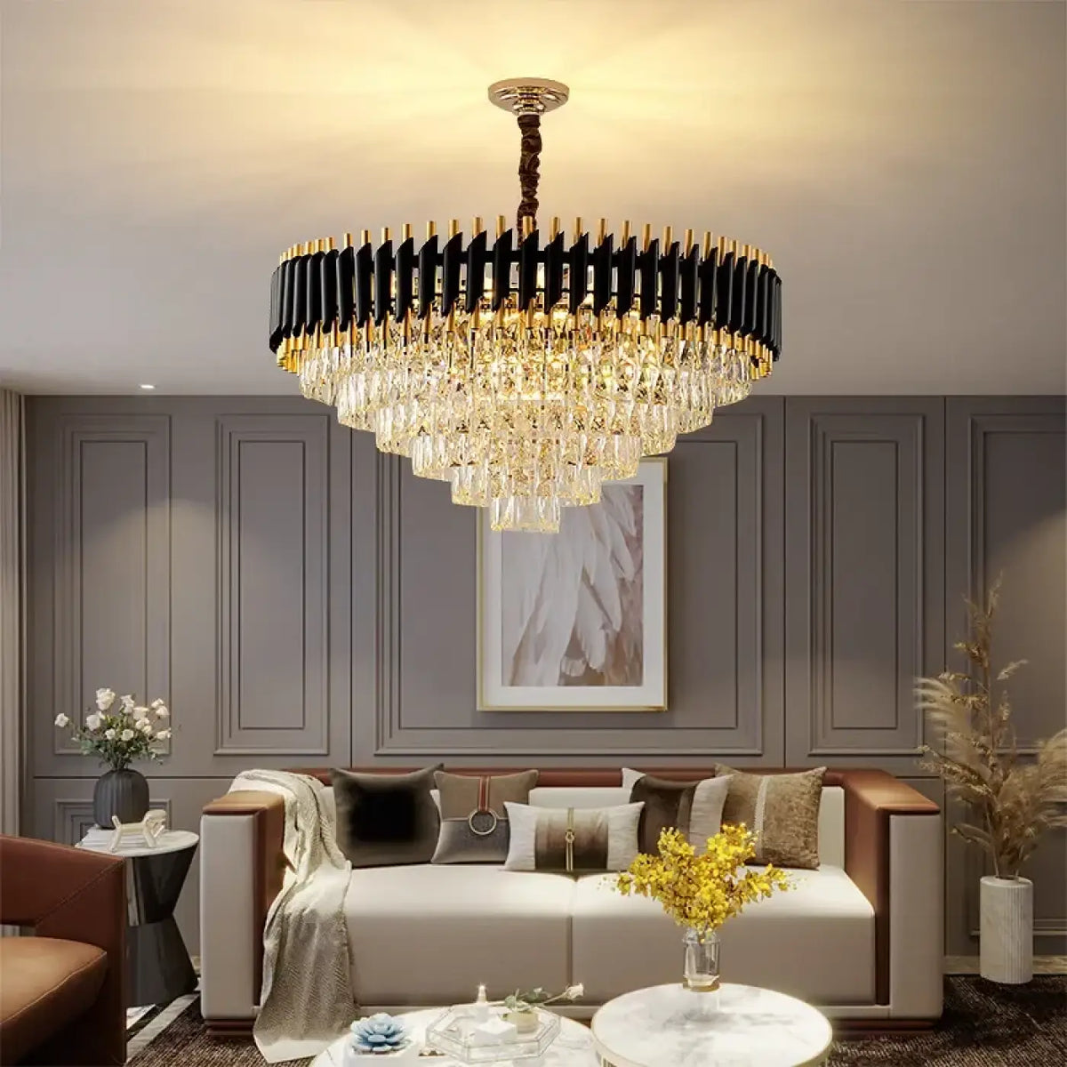 Lustre chandelier d'inspiration orientale, doré ou noir
