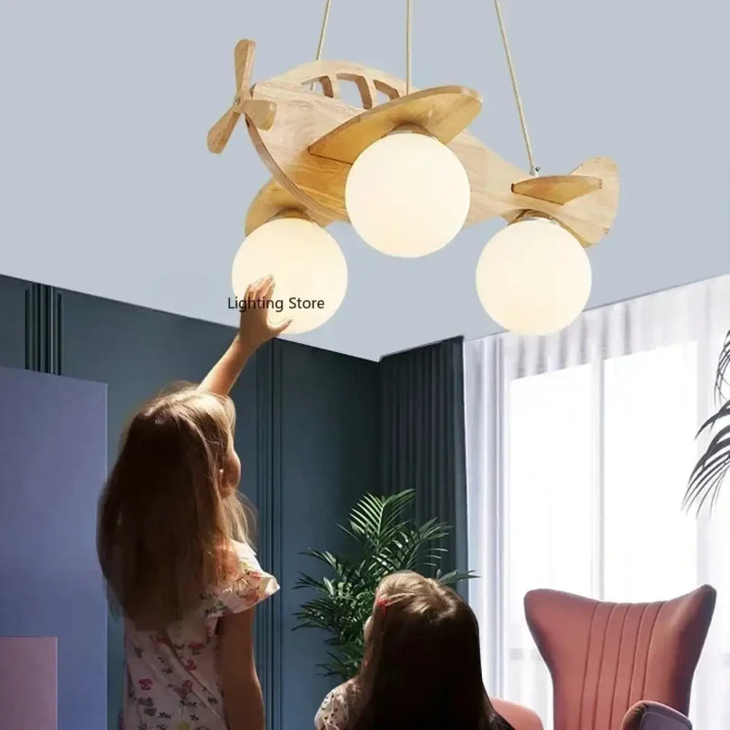 Suspension hélicoptère en bois pour chambre d'enfant