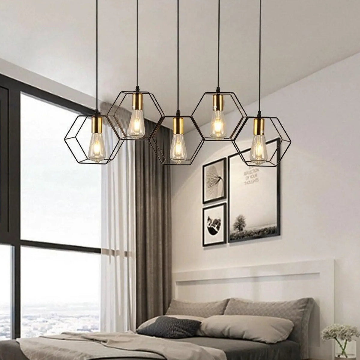 Suspension industrielle à cages, alvéoles ou hexagones, 3 ou 5