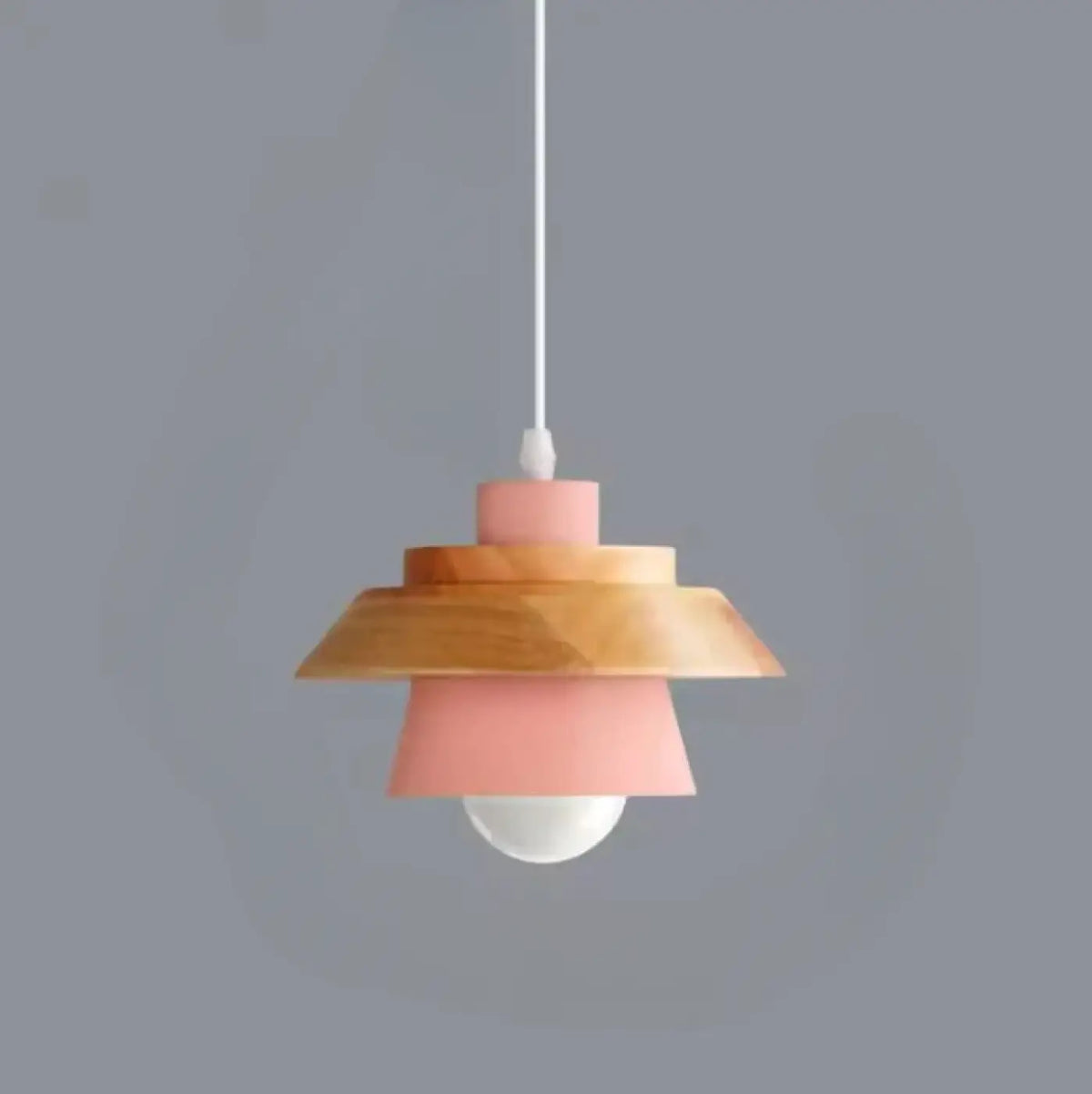 Suspension japandi en bois naturel, cinq coloris, rose