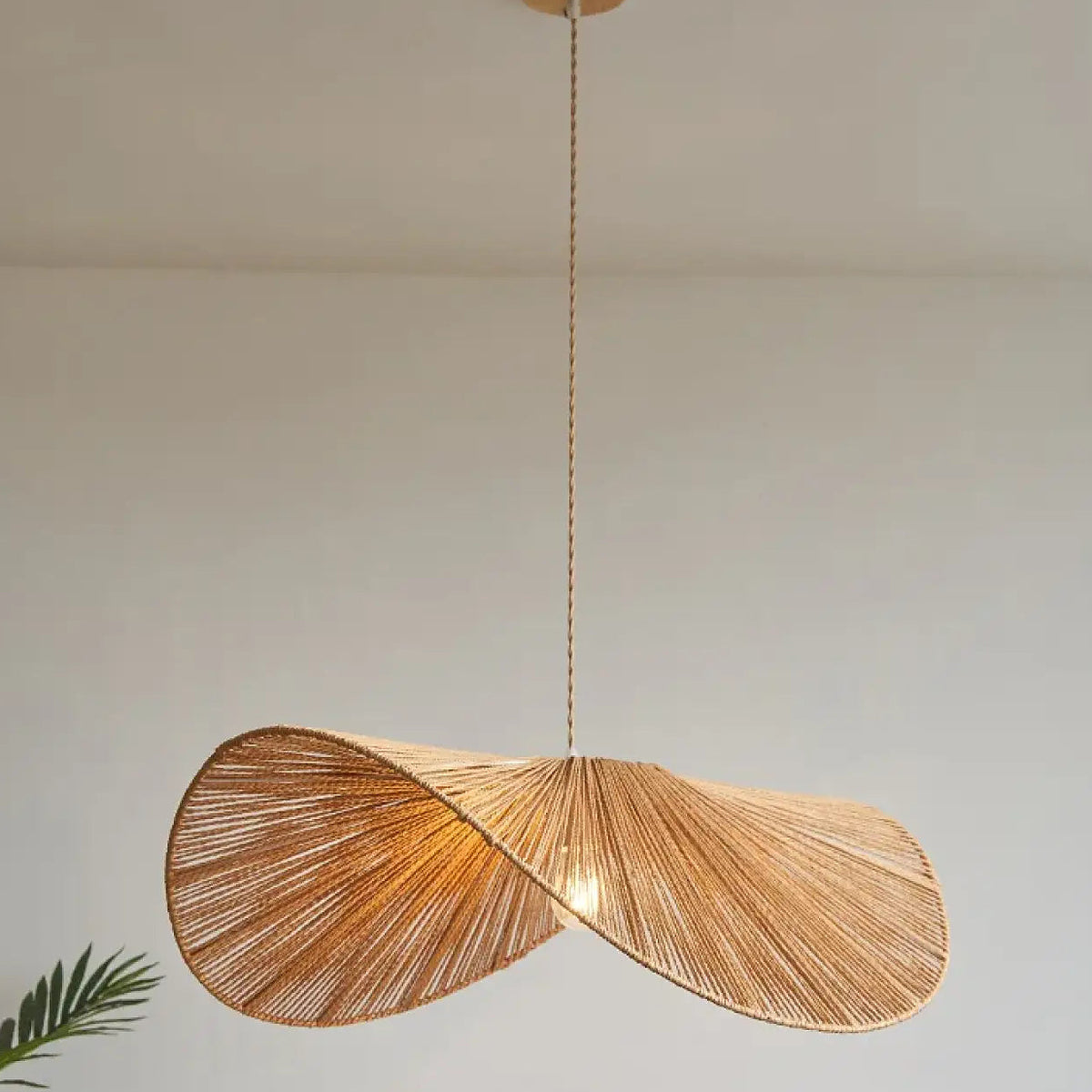 Suspension japonaise à support en bambou, blanc ou marron, marron