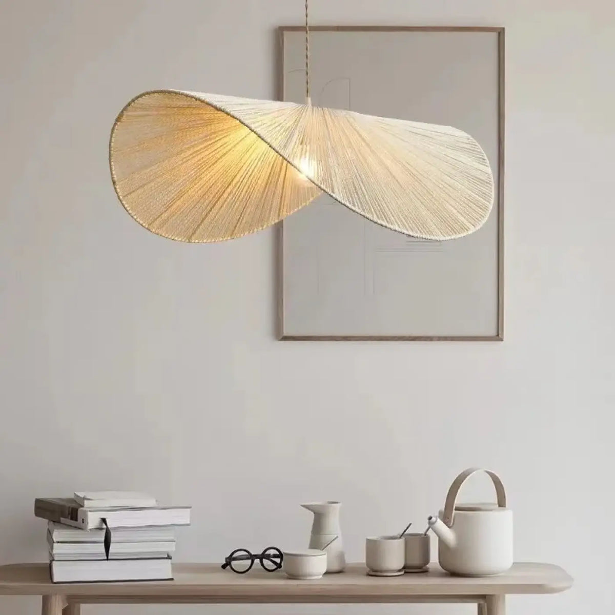 Suspension japonaise à support en bambou, blanc ou marron, blanc