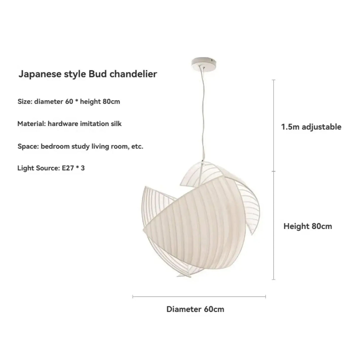 Suspension japonaise en tissu blanc, tailles S, M et L