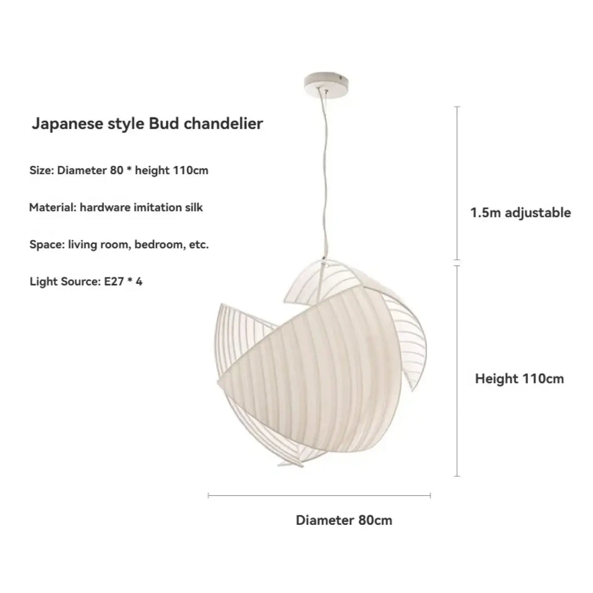 Suspension japonaise en tissu blanc, tailles S, M et L