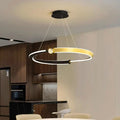 Suspension LED à anneaux dorés, tailles S, M et L