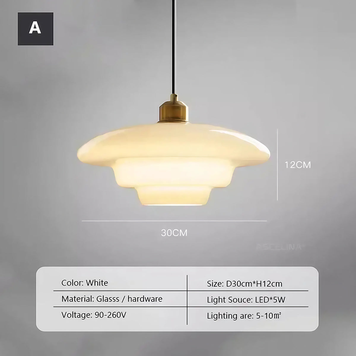Suspension LED blanche épurée, modèles A et B
