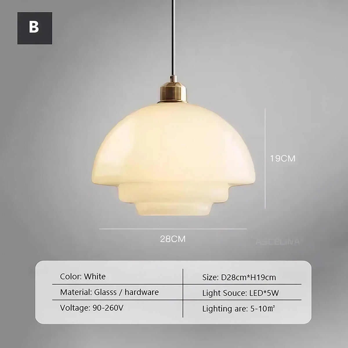 Suspension LED blanche épurée, modèles A et B