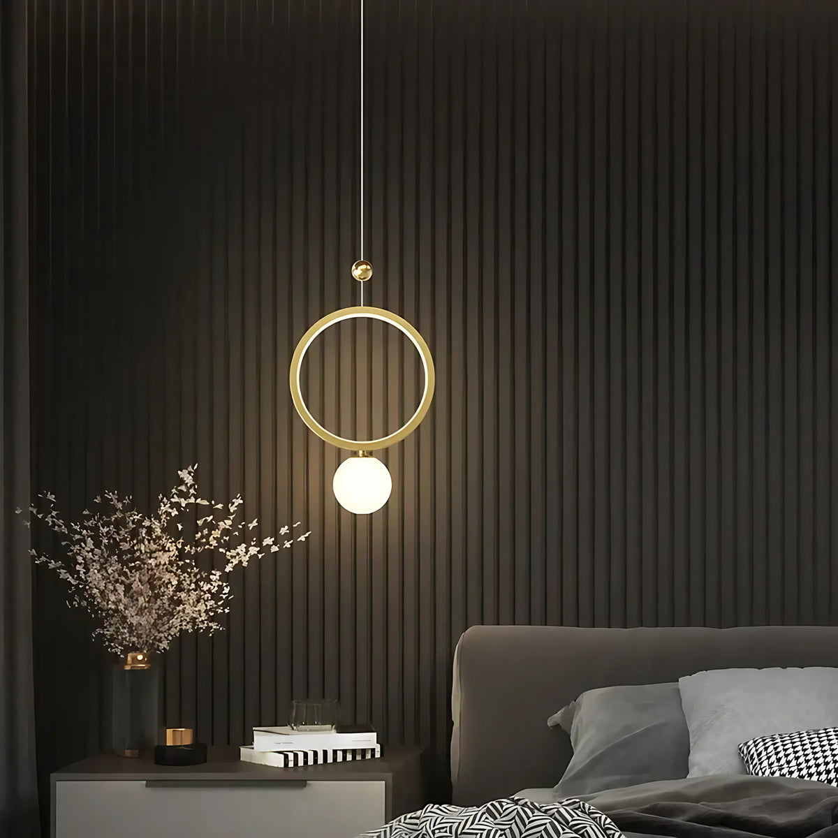Suspension LED circulaire pour la chambre, ligne épurée
