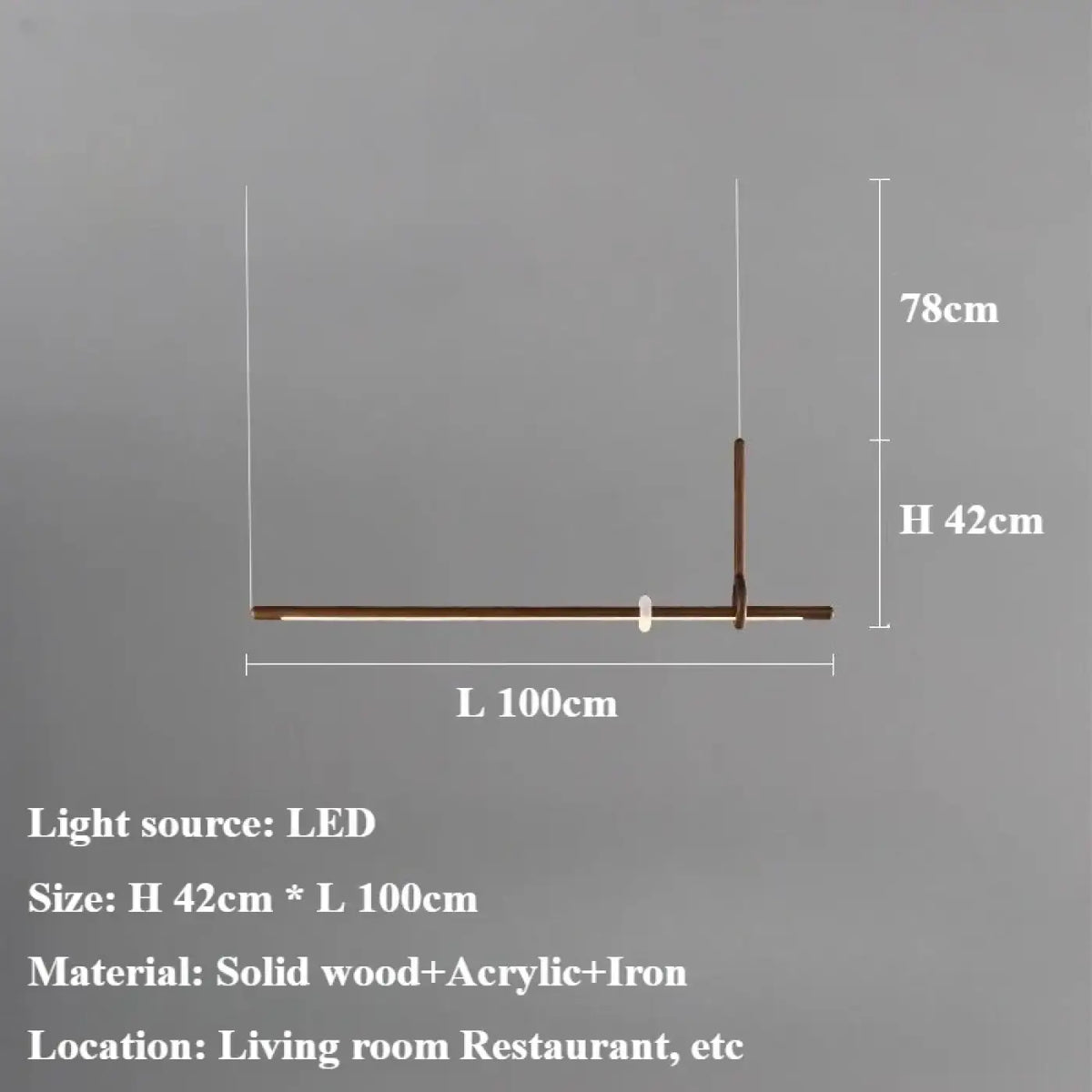 Suspension LED en bois et acrylique, beige ou marron