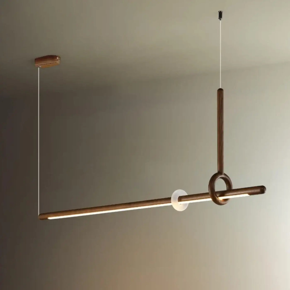 Suspension LED en bois et acrylique, beige ou marron, marron