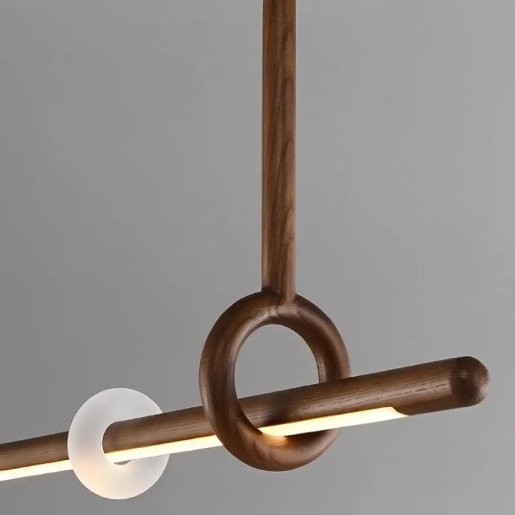 Suspension LED en bois et acrylique, beige ou marron
