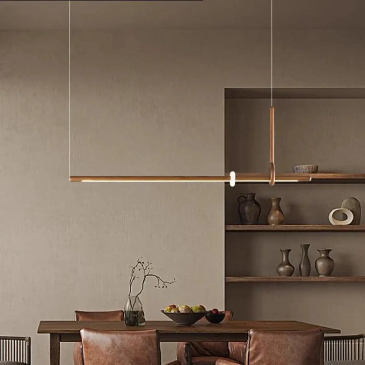 Suspension LED en bois et acrylique, beige ou marron, beige
