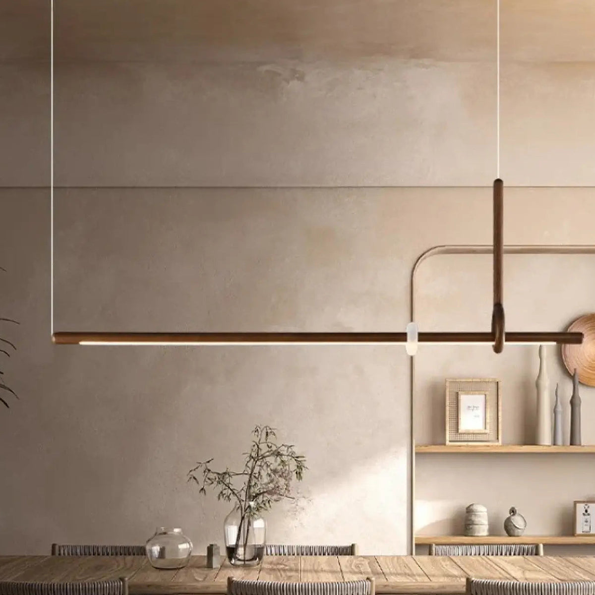 Suspension LED en bois et acrylique, beige ou marron, marron