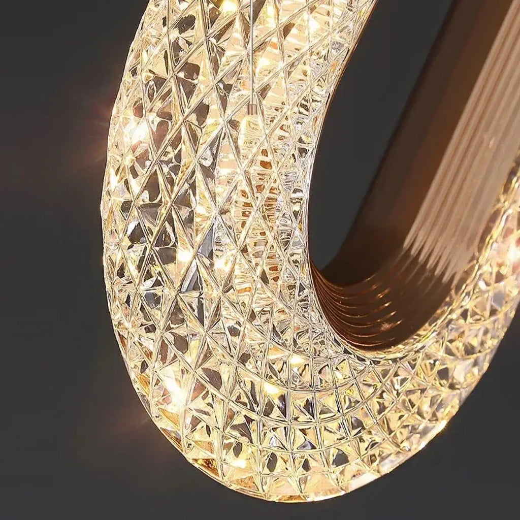 Suspension LED dorée, modèle rond ou ovale